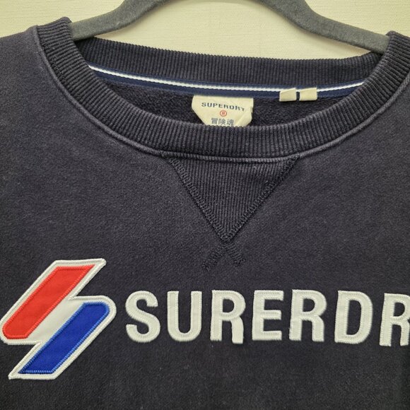 Superdry ​Logo Cotton Pullover Sweatshirt Navy Blue Men's Size Small - Picture 3 of 10